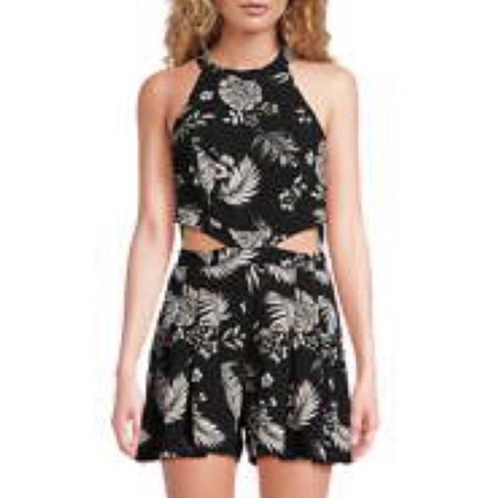 Floral Black and White Romper